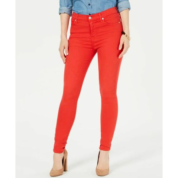 Jen 7 By 7 For All Mankind Jeans Women's Ankle Skinny Pants Size 4 27 NWT Red - Picture 1 of 12